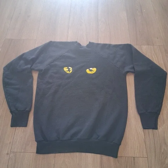 VINTAGE Cats Musical Sweatshirt Adult XL‎ Black Green Eyes 1981 Broadway Unisex - Picture 4 of 13